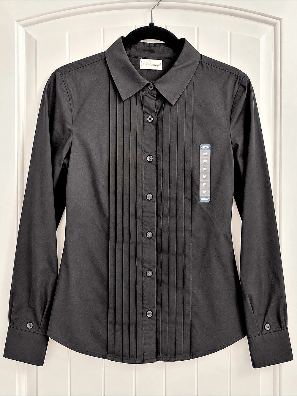 Old Navy Pintucked Button-Front Shirt Black Medium
